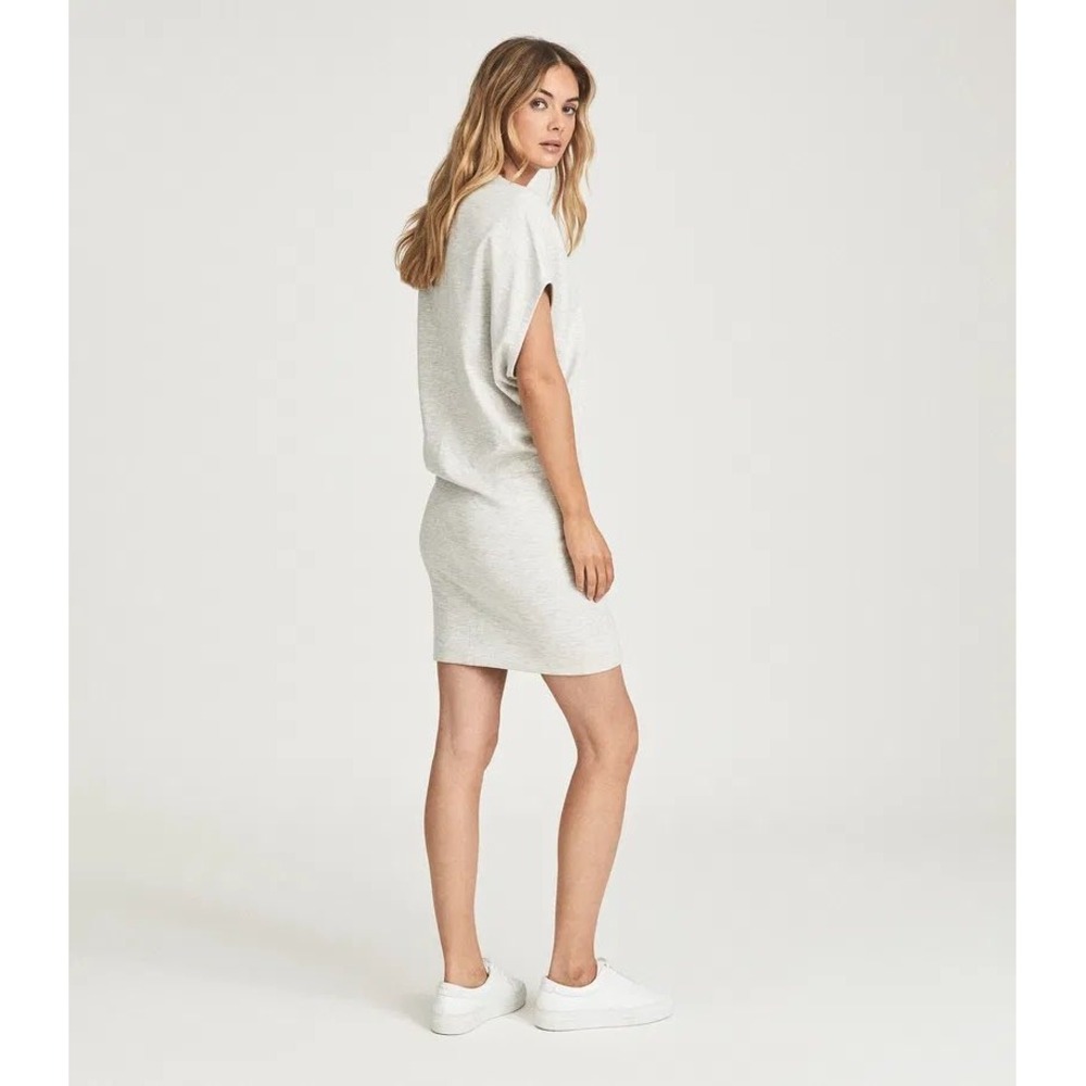 Reiss Lacey Grey Marl Cotton V-Neck Dolman Mini Dress Size 6 US / 10 UK - Picture 2 of 10